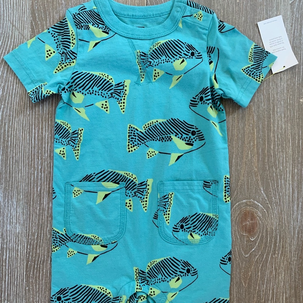 Tea Collection (NWT) fish romper sz 12-18 mo